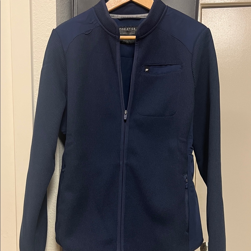 Fabletics Textured Full-Zip Jacket – Navy – Size Large (NWOT)